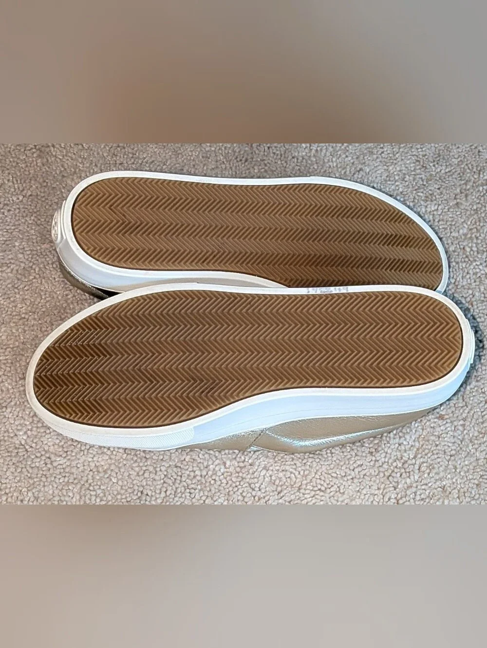 Tory Burch Metallic Gold Slip-On Fashion Sneakers. 8M Used-Excellent Condition